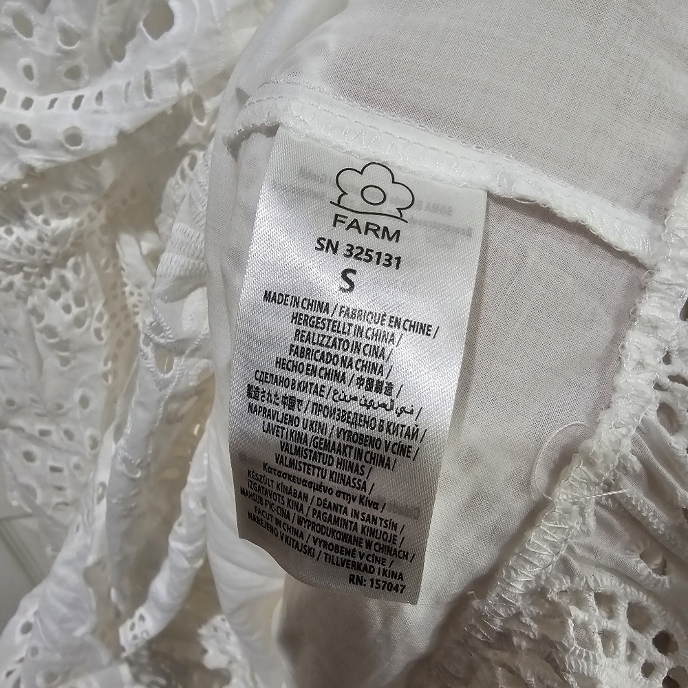 Farm Rio White Eyelet Puff Sleeve Midi Dress - Picture 6 of 7